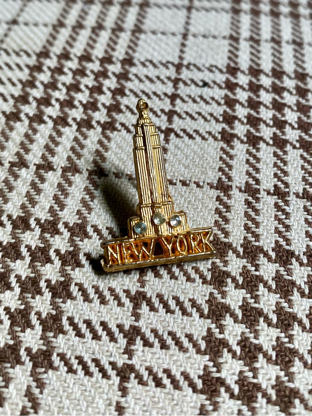 Gold-Tone New York Skyline Pin Brooch